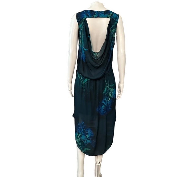 HAUTE HIPPIE| Cocktail Dress Hi-Low Hem Silk Cowl Open Back Floral Boho Beach| L - Picture 1 of 16